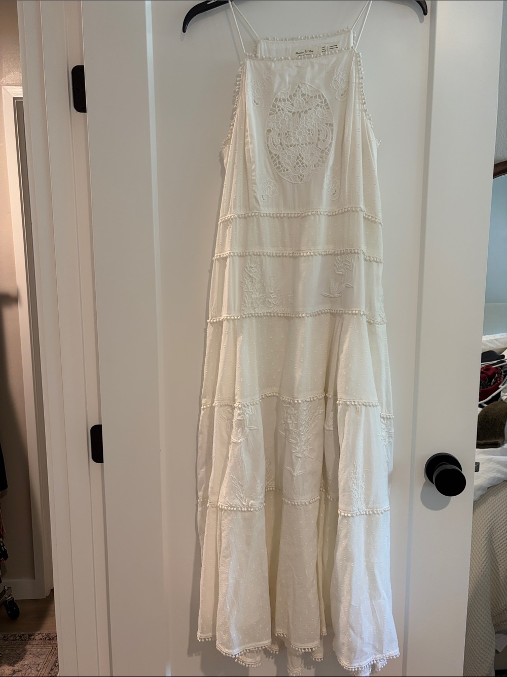 Women's Cream Embroidered Maxi Dress